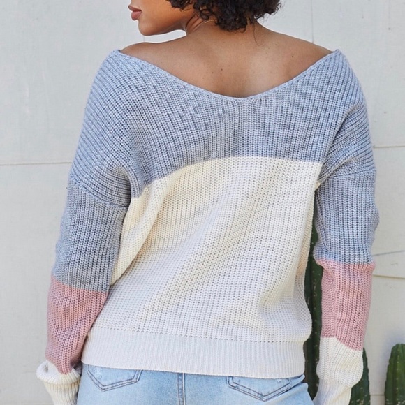 Twisted Knot Color Blocked Knit Sweater Size Large - Picture 2 of 12